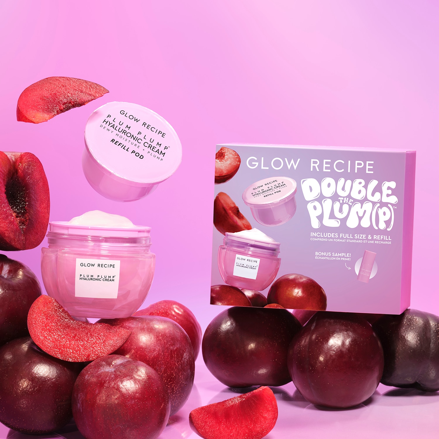 DOUBLE THE PLUM(P) HYALURONIC ACID MOISTURIZER REFILLABLE KIT ( SET PARA CUIDADO DE LA PIEL)